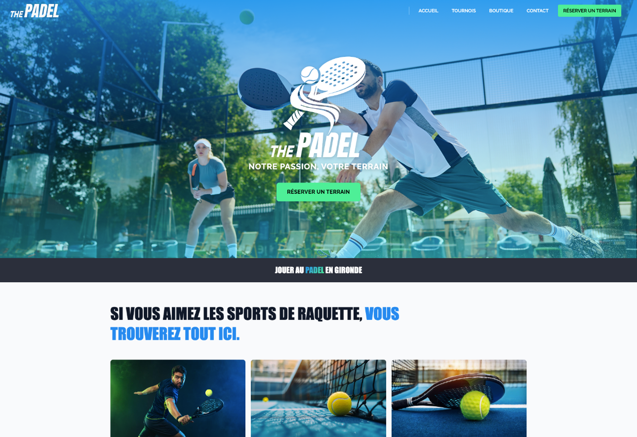 Projet The Padel - Création site web